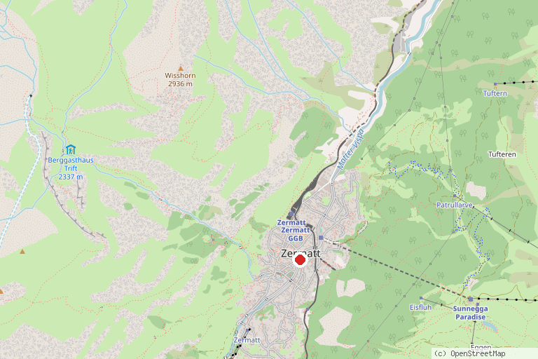 Karte mit der Lage von Zermatt