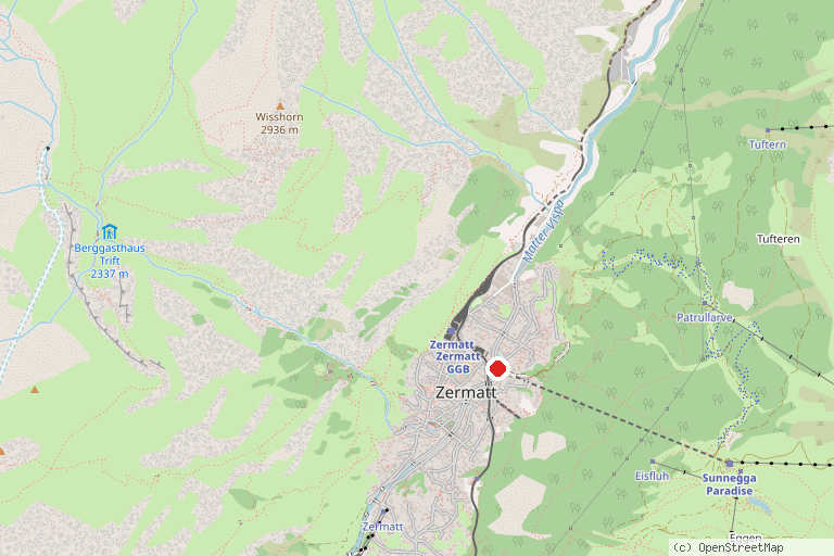 Karte mit der Lage von Flow Trails Zermatt