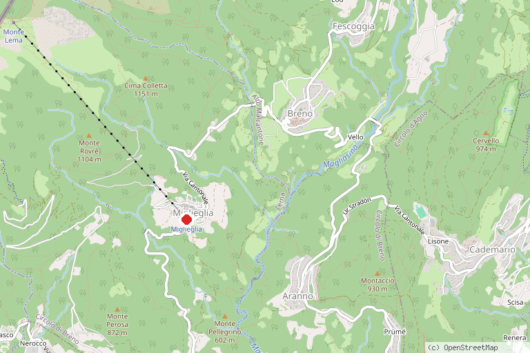 Karte mit der Lage von Monte Lema