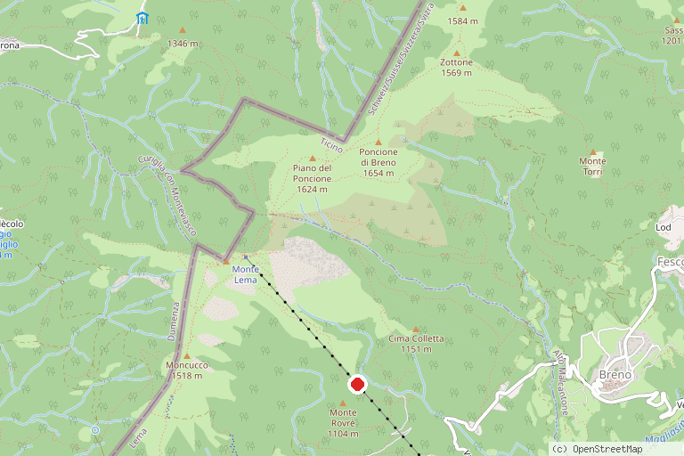 Karte mit der Lage von Osservatorio astronomico del Monte Lema