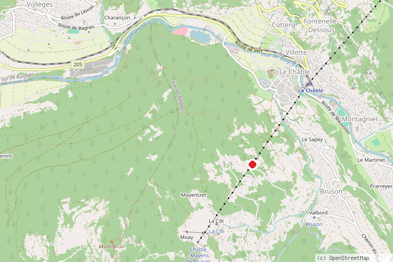 Karte mit der Lage von Skigebiet Bruson