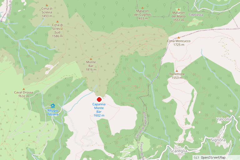 Karte mit der Lage von Capanna Monte Bar