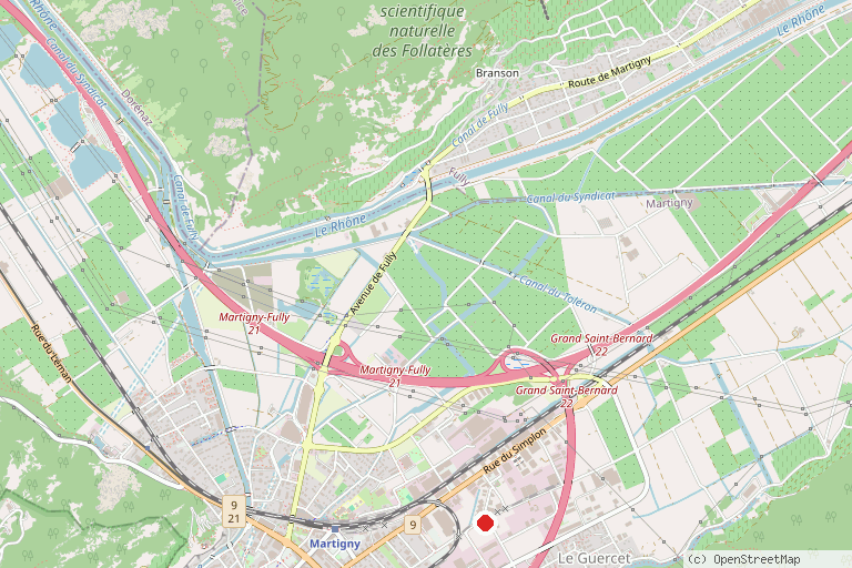 Karte mit der Lage von Bowland Martigny