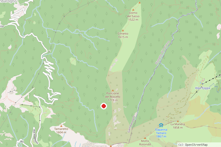 Karte mit der Lage von Monte Tamaro