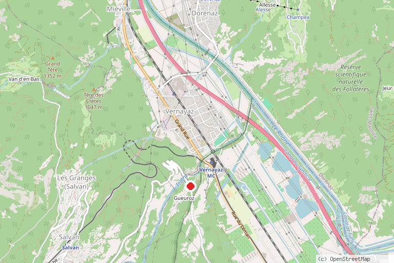 Karte mit der Lage von Pont de Gueuroz