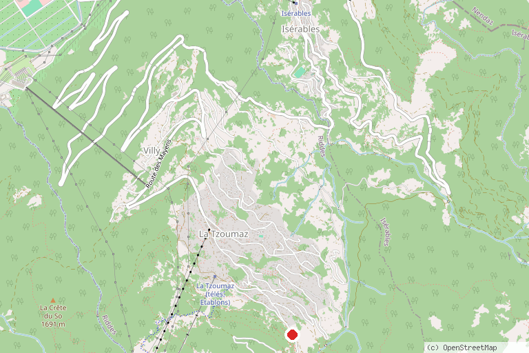 Karte mit der Lage von Sentier des Sens La Tzoumaz