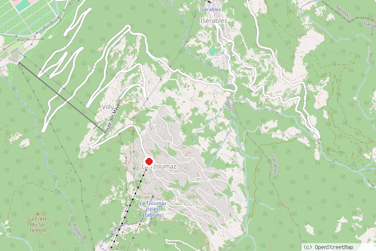 Karte mit der Lage von Skigebiet La Tzoumaz