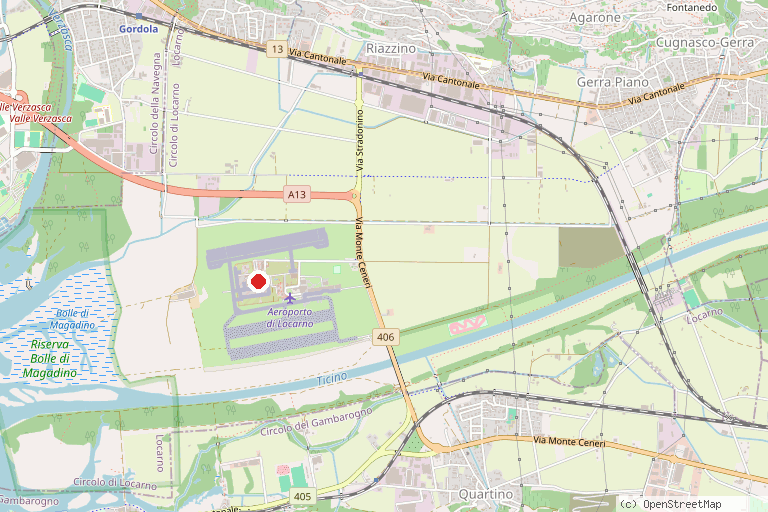 Karte mit der Lage von Aeroporto cantonale di Locarno-Magadino