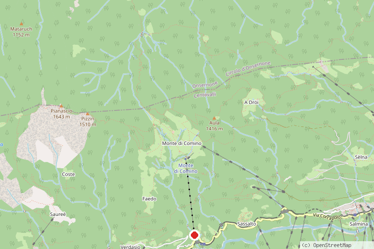 Karte mit der Lage von Funivia Verdasio–Monte Comino