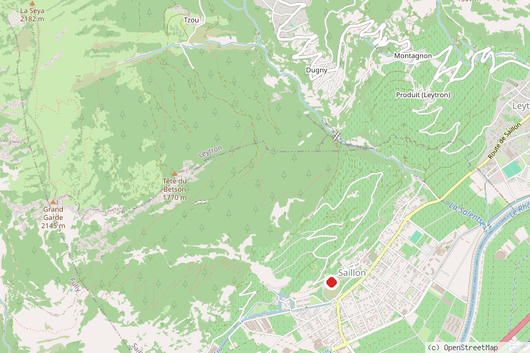 Karte mit der Lage von Tour Bayart und mittelalterliches Saillon