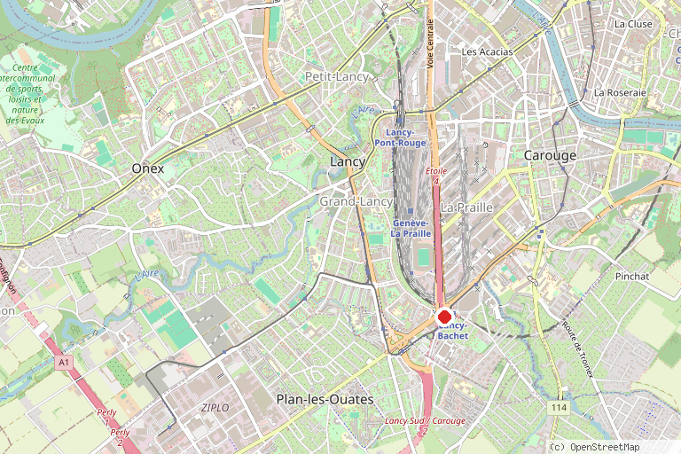 Karte mit der Lage von Tram historique de Genève