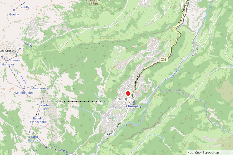 Karte mit der Lage von Skigebiet Champéry (Portes du Soleil)