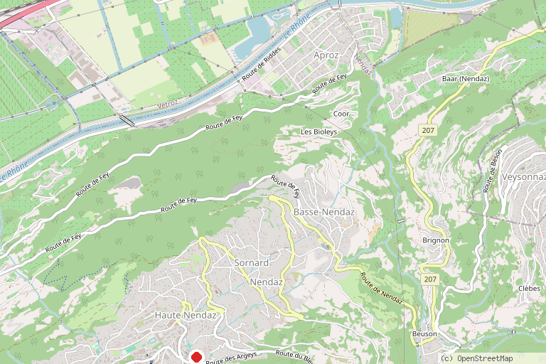 Karte mit der Lage von Bisse du Milieu, Nendaz