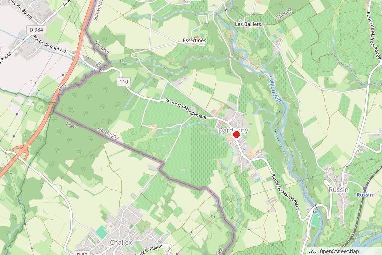 Karte mit der Lage von Sentier viticole de Dardagny