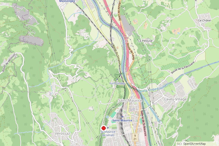 Karte mit der Lage von Fort du Scex