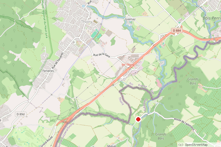 Karte mit der Lage von Centre Nature du Vallon de l'Allondon