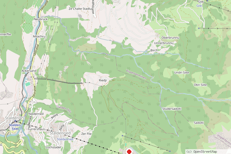 Karte mit der Lage von Skigebiet Gspon