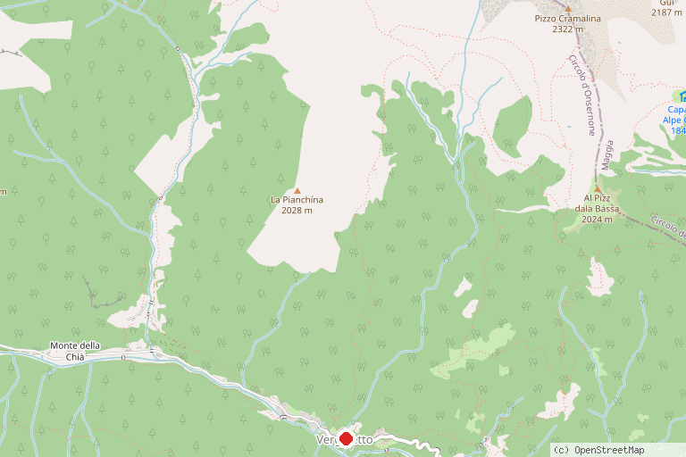 Karte mit der Lage von Parco dei Mulini di Vergeletto