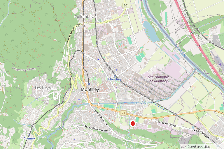 Karte mit der Lage von Vertic-Halle Monthey
