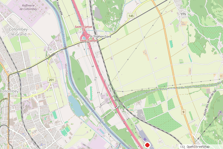 Karte mit der Lage von Aérodrome de Bex