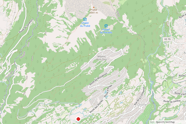 Karte mit der Lage von Bisse du Torrent-Neuf (Bisse de Savièse)