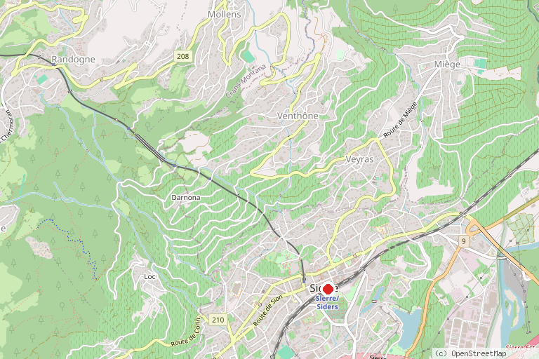 Karte mit der Lage von Sierre/Siders