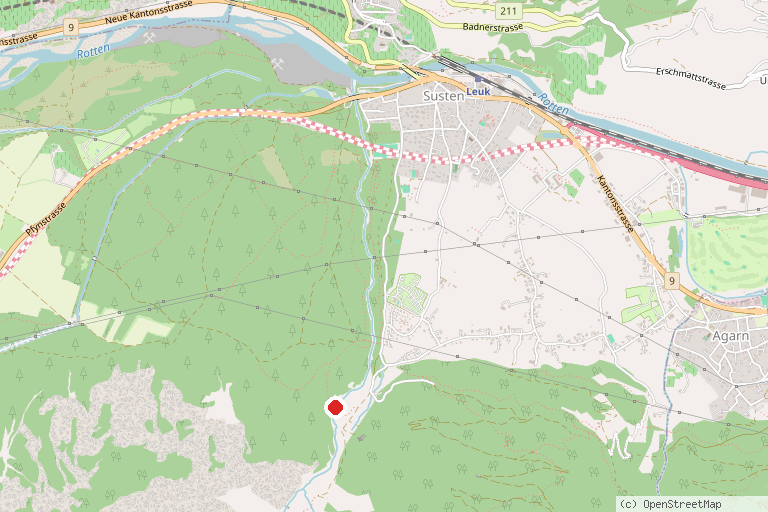 Karte mit der Lage von Bhutanbrücke über den Illgraben