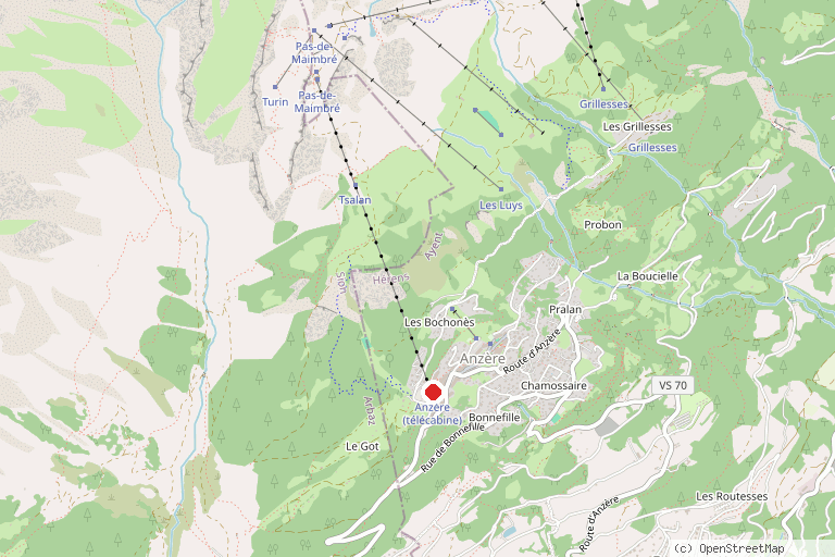 Karte mit der Lage von Bisse de Bitailla