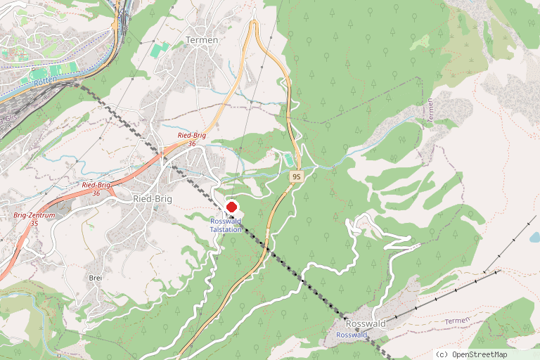 Karte mit der Lage von Skigebiet Rosswald