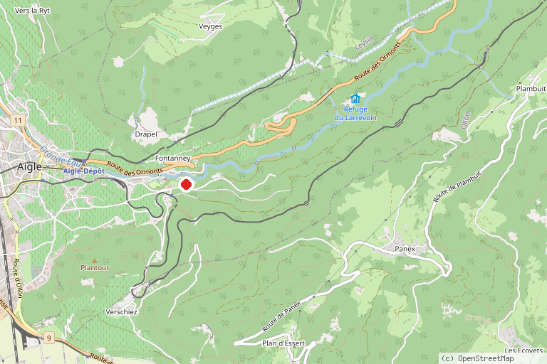 Karte mit der Lage von Parc Aventure Aigle