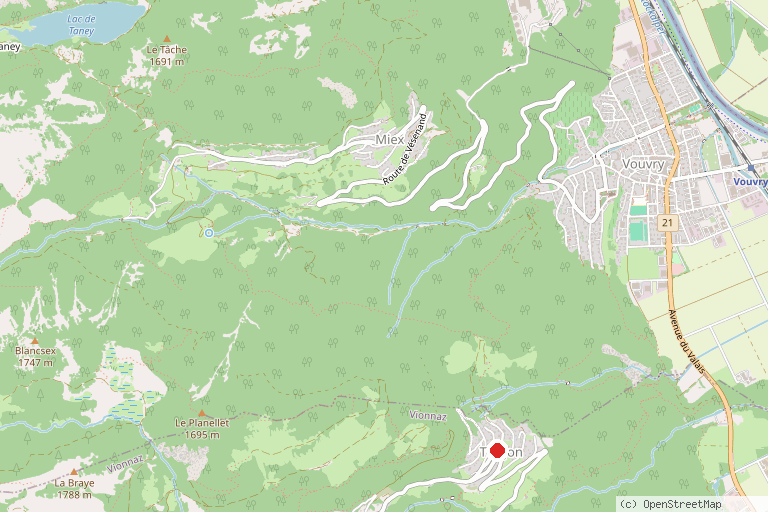 Karte mit der Lage von Skigebiet Torgon