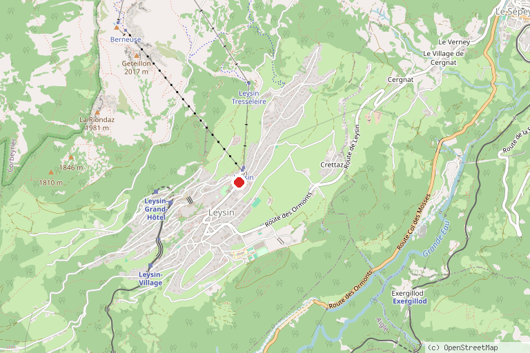 Karte mit der Lage von Leysin Bike Park