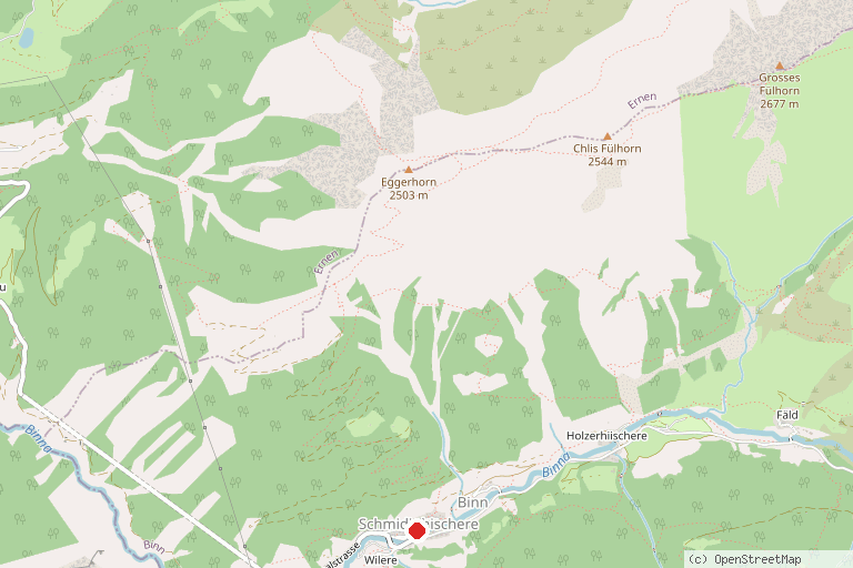 Karte mit der Lage von Landschaftspark Binntal