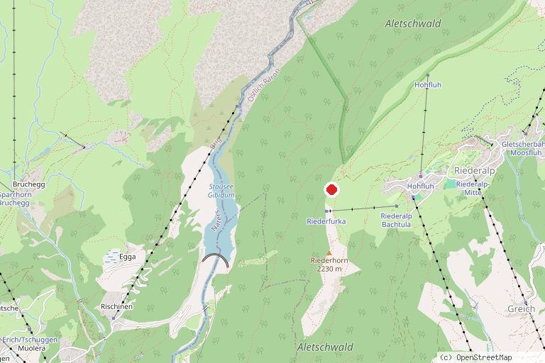 Karte mit der Lage von Pro Natura Zentrum Aletsch – Villa Cassel