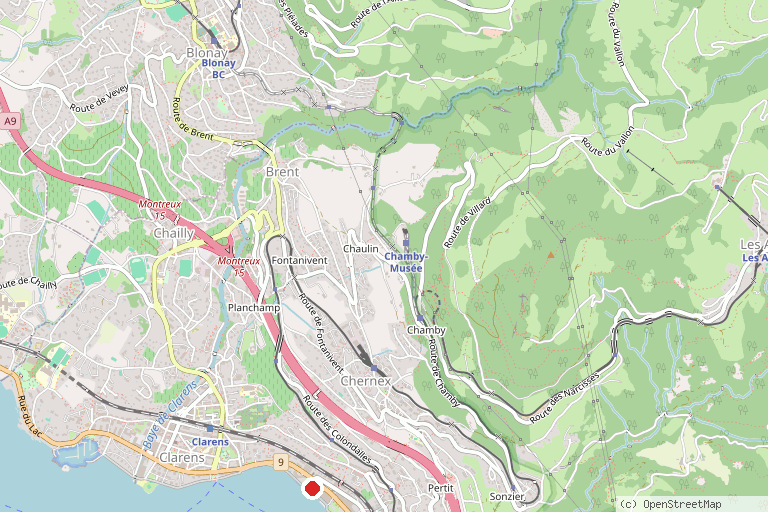 Karte mit der Lage von Montreux Jazz Festival
