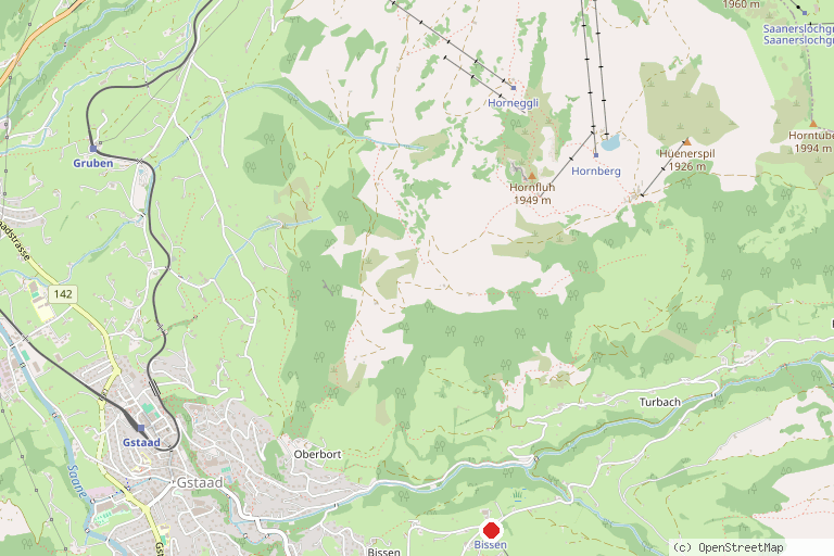 Karte mit der Lage von Skigebiet Wasserngrat Gstaad