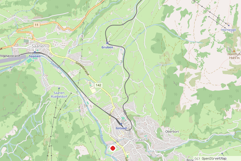 Karte mit der Lage von Sportzentrum Gstaad