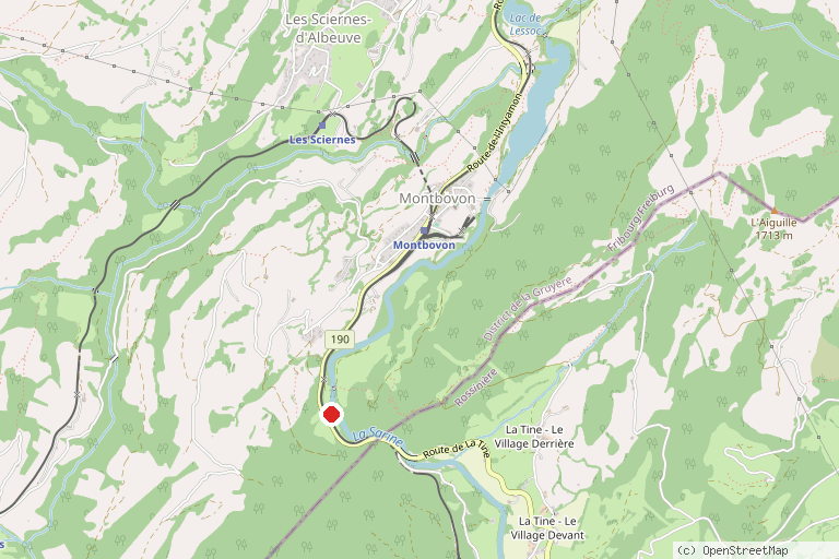 Karte mit der Lage von Canyon de la Tine, Montbovon