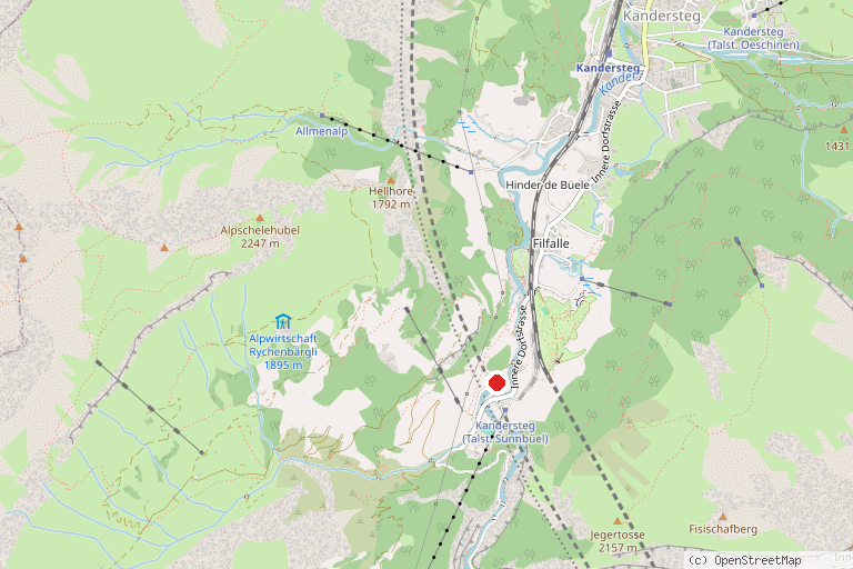Karte mit der Lage von Wintersportgebiet Kandersteg – Sunnbüel und Oeschinen