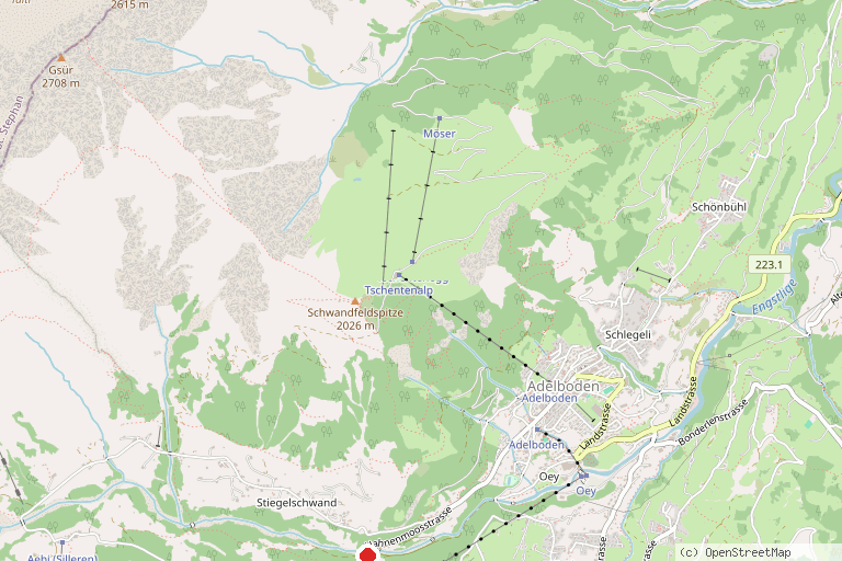 Karte mit der Lage von Adventure Park Adelboden