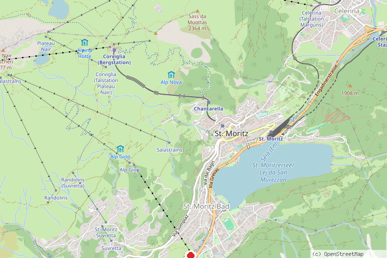 Karte mit der Lage von Skigebiet Corviglia St. Moritz