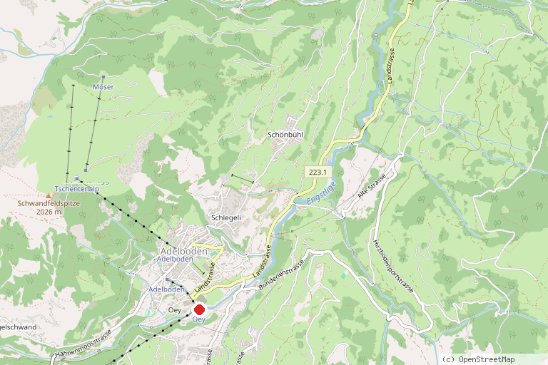 Karte mit der Lage von Skigebiet Adelboden–Lenk