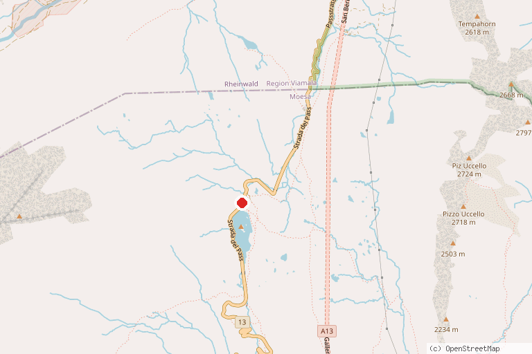 Karte mit der Lage von Passo del San Bernardino