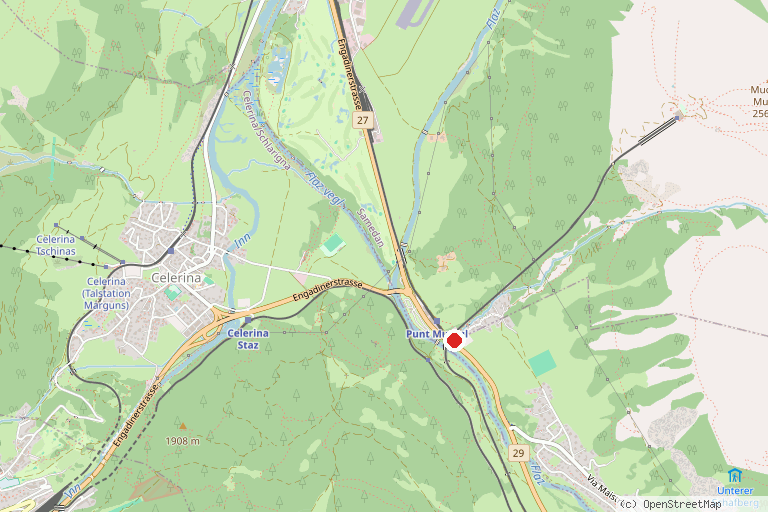 Karte mit der Lage von Schlittelbahn Muottas Muragl