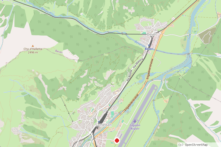 Karte mit der Lage von Engadin Airport Samedan