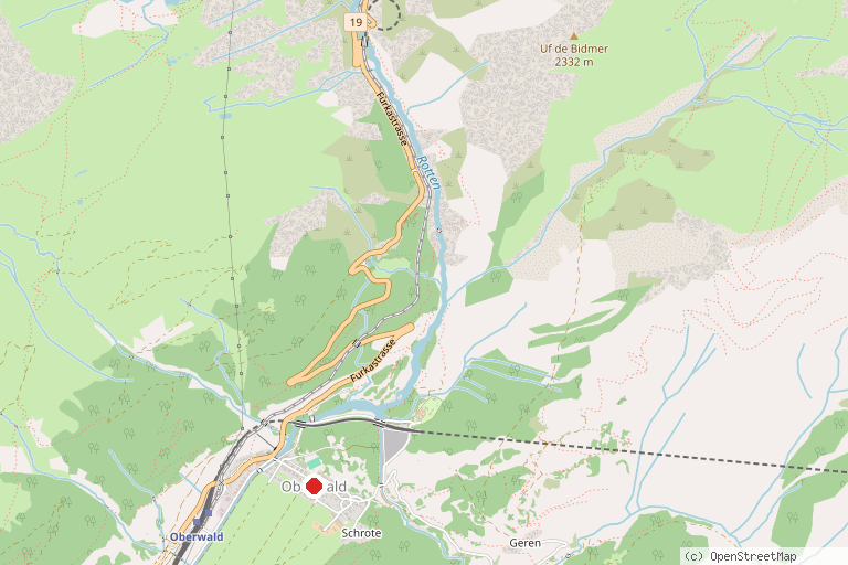 Karte mit der Lage von River-Rafting Rhone im Goms