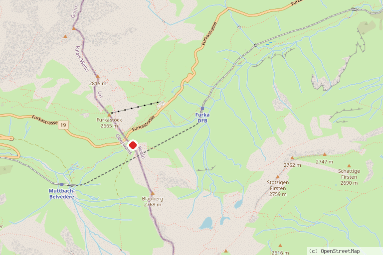 Karte mit der Lage von Furkapass