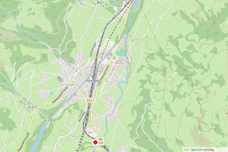 Karte mit der Lage von Burgruine Tellenburg