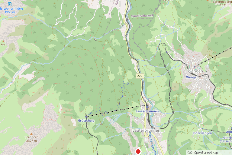 Karte mit der Lage von Staubbachfall