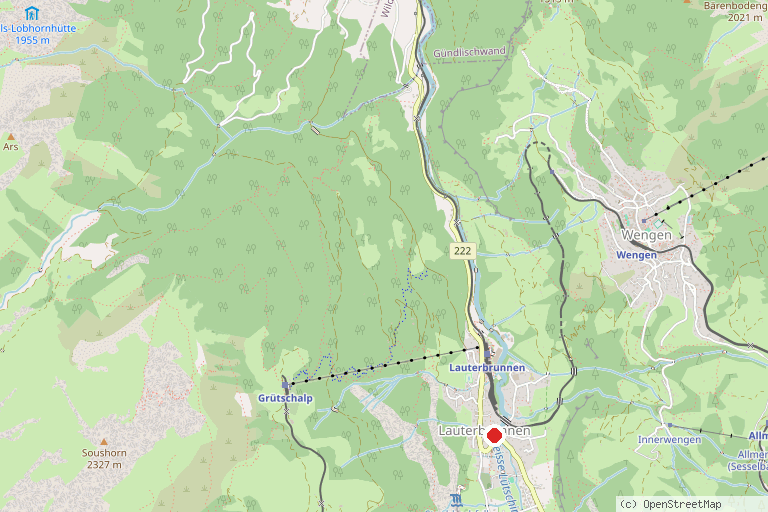 Karte mit der Lage von Lauterbrunnental